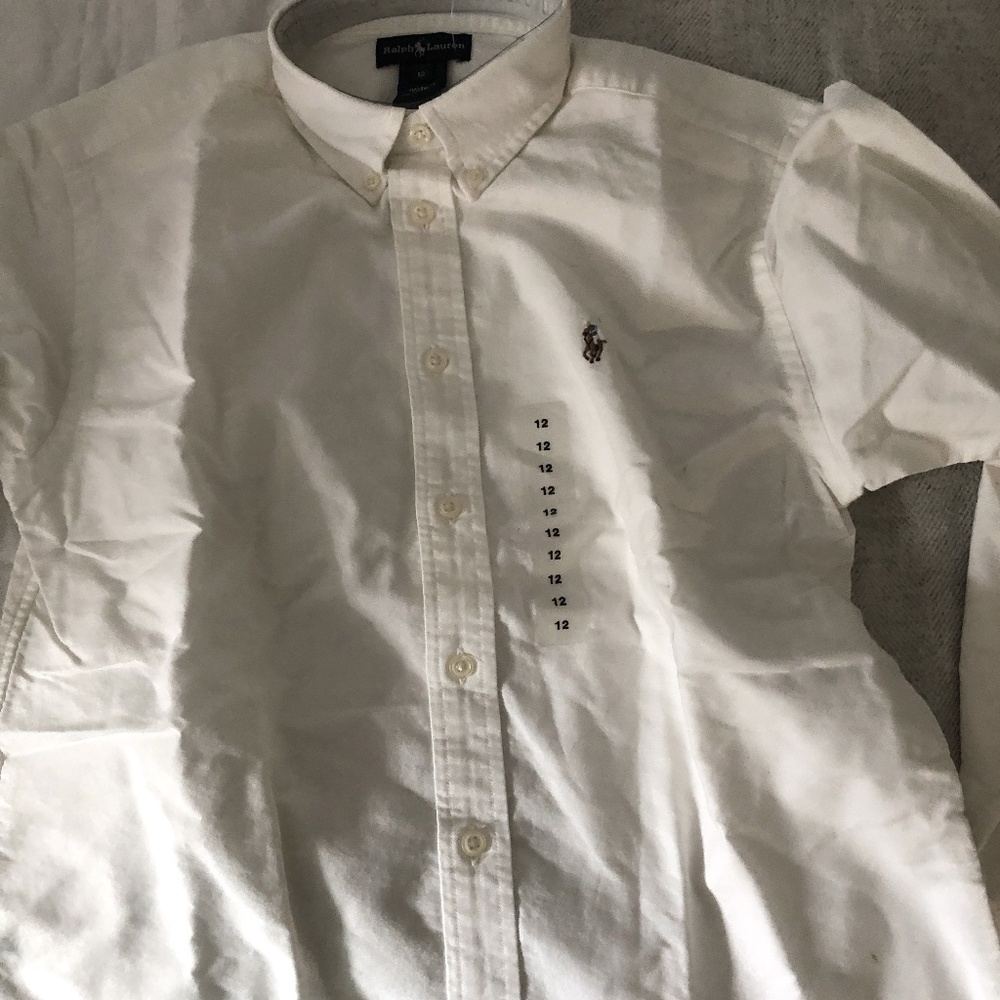 NWT BOYS RALPH LAUREN BUTTON DOWN SHIRT WITH LOGO